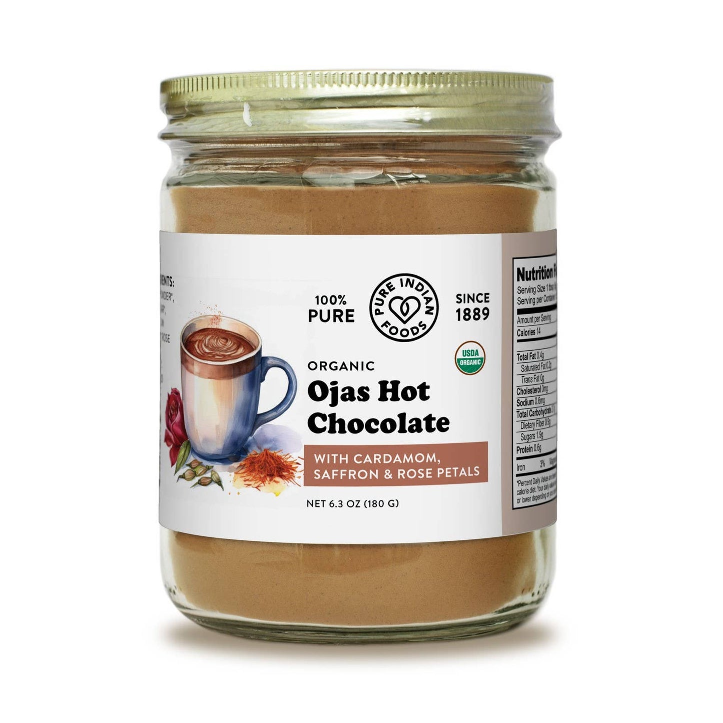 Ojas Organic Hot Chocolate with Cardamom, Saffron, & Rose