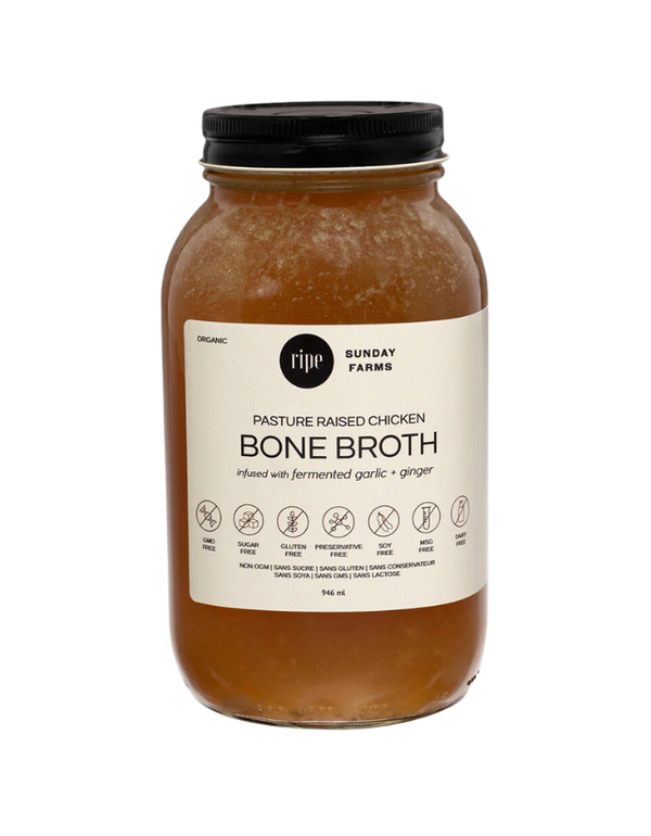 Liquid Gold Chicken Bone Broth with Fermented Garlic & Ginger